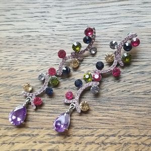 Multi color crystal rhinestone dangle earrings